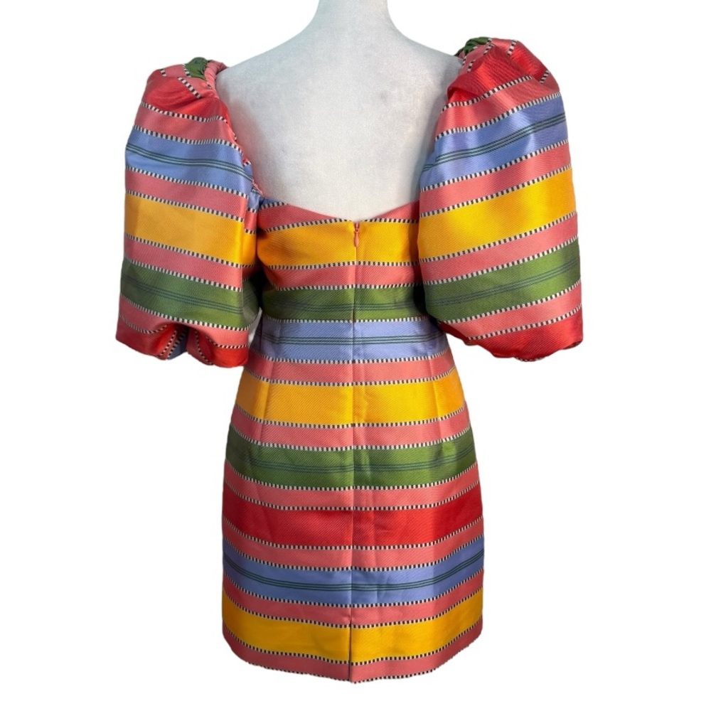 Antonio Melani x The Nat Note Nell Striped Jacquard Puff Sleeve Dress 2 NWT - Picture 7 of 9